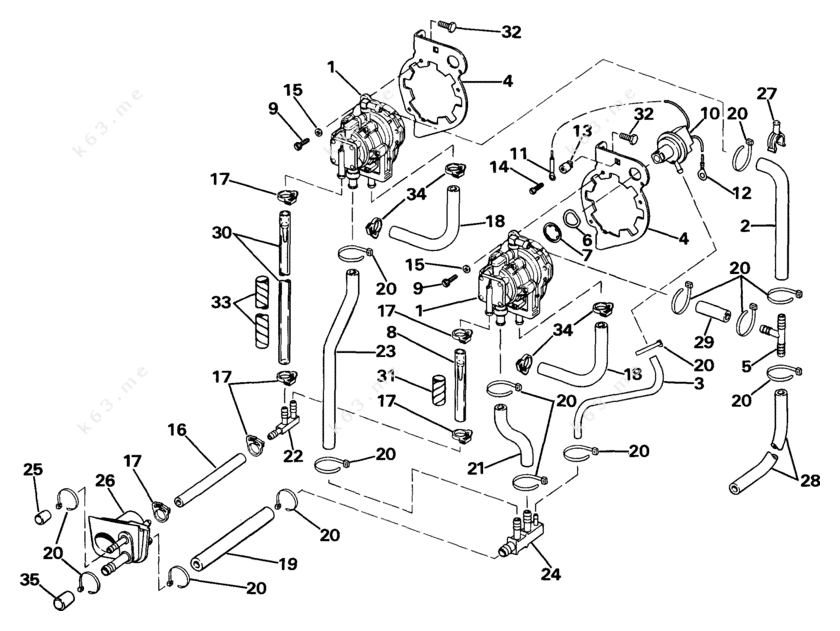 Johnson 1985 300 CJ300TLCOS, VRO Pump parts catalog